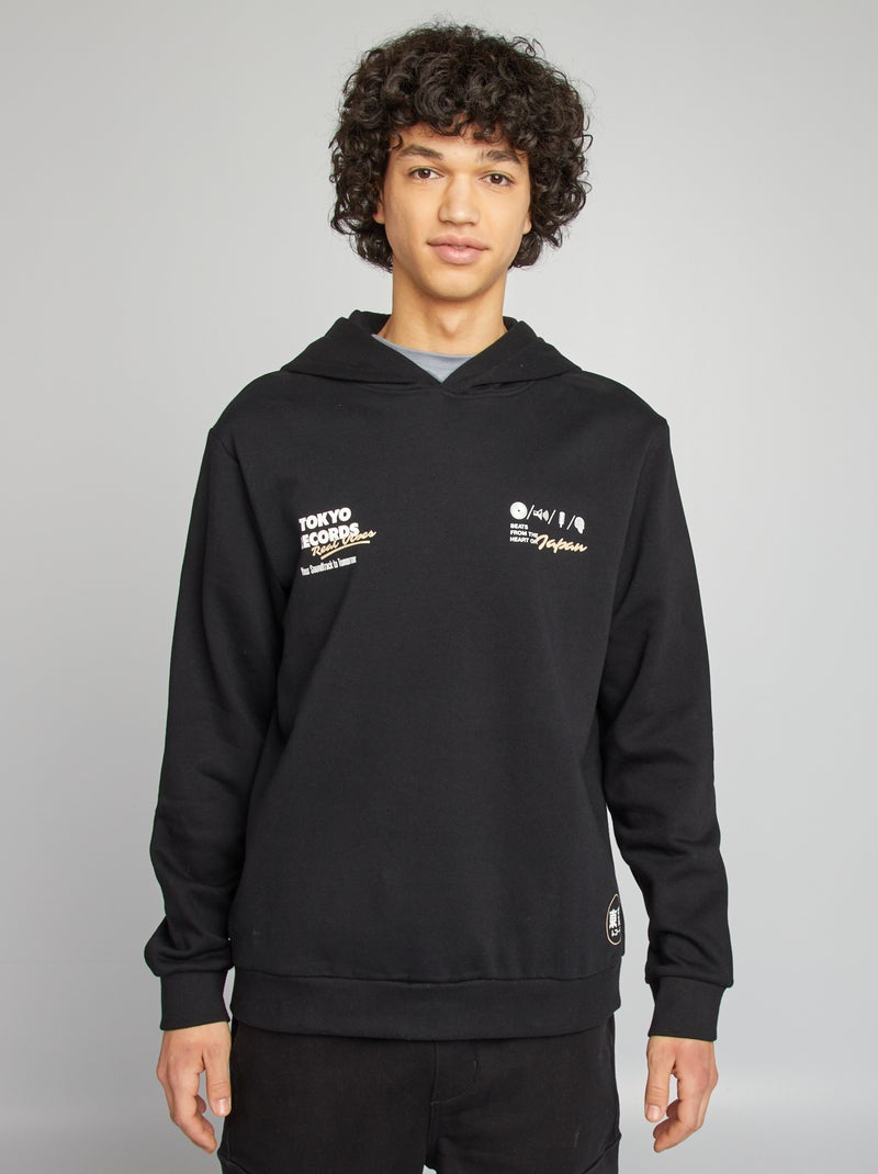 Sudadera con capucha y mensaje NEGRO - Kiabi