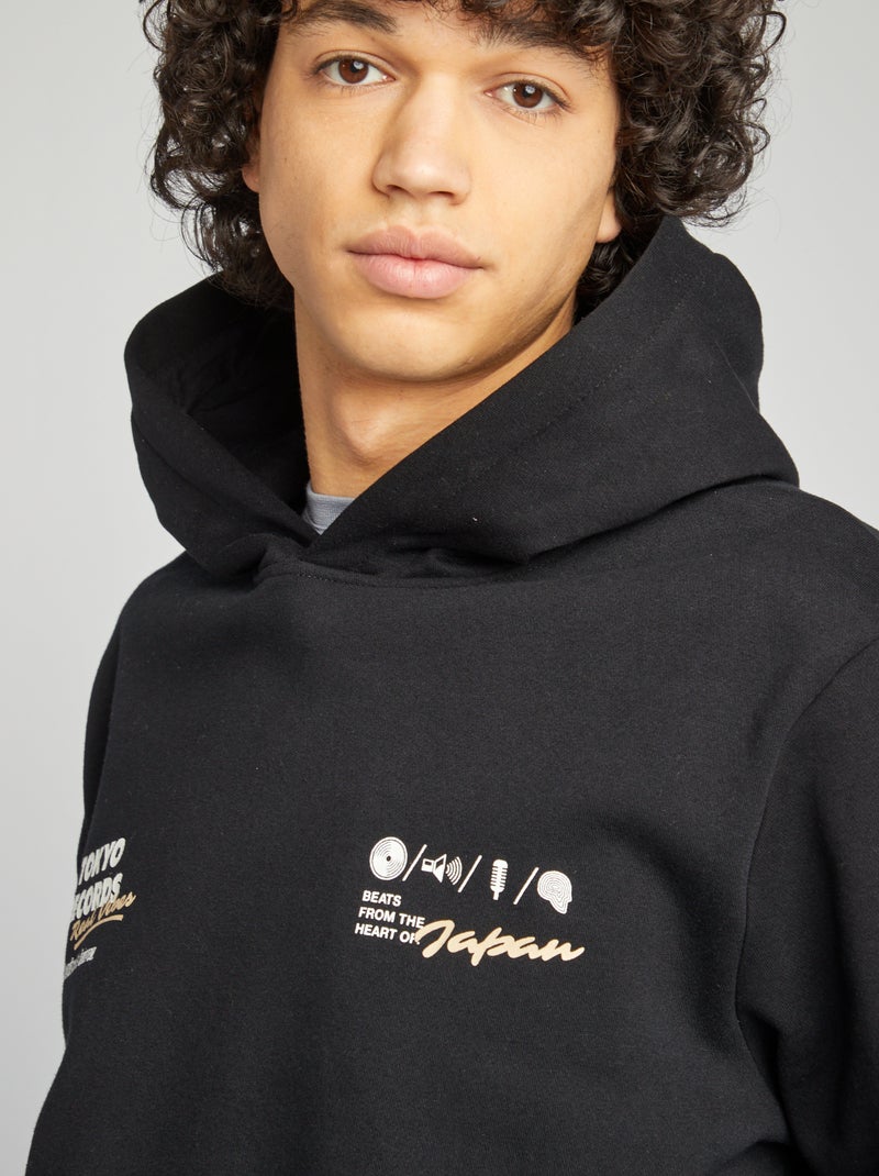 Sudadera con capucha y mensaje NEGRO - Kiabi