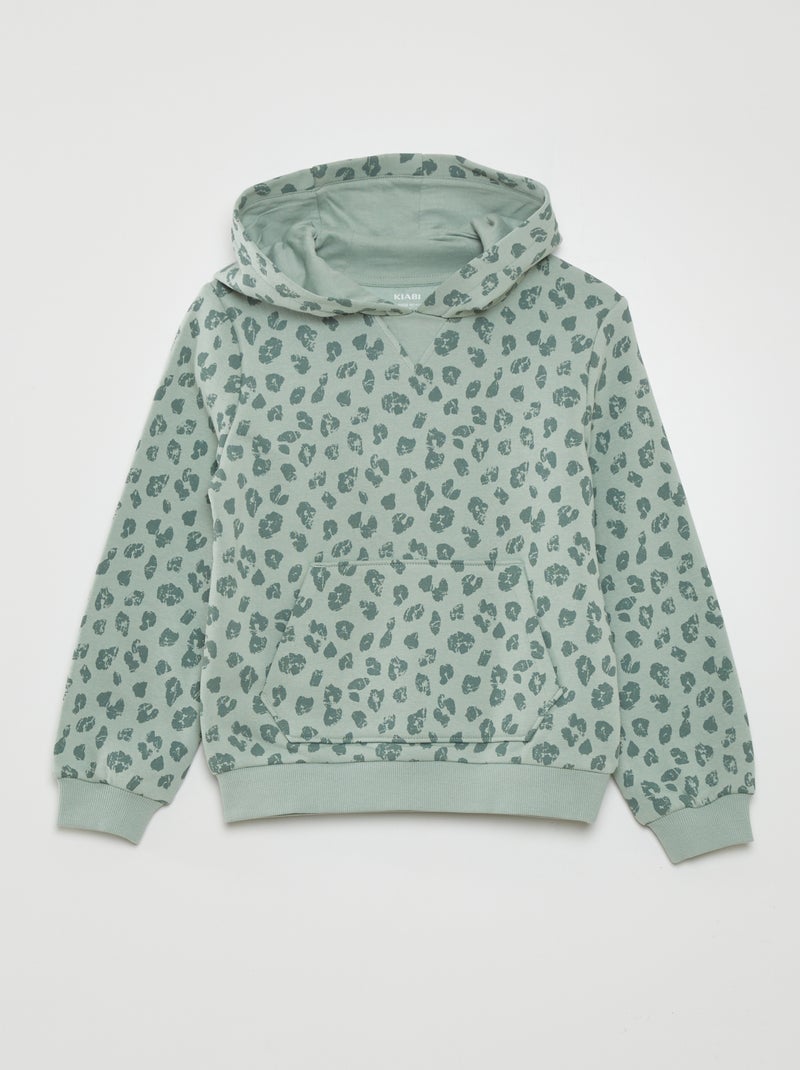 Sudadera con capucha y motivo de leopardo VERDE - Kiabi