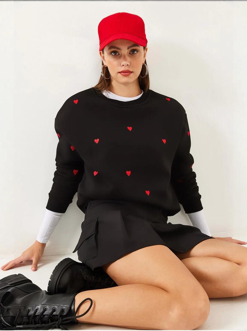 Sudadera con corazón bordado mbhs lucci Negro - Kiabi