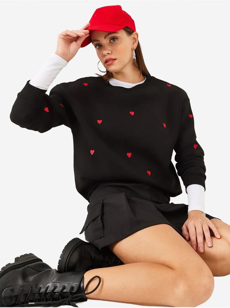 Sudadera con corazón bordado mbhs lucci Negro - Kiabi