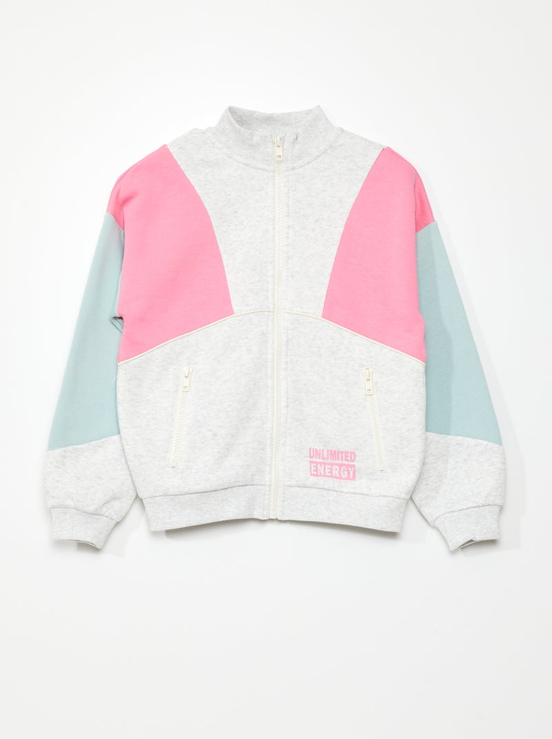 Sudadera con cremallera colorblock GRIS - Kiabi