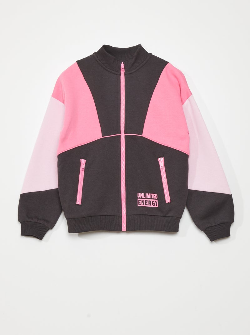 Sudadera con cremallera colorblock GRIS - Kiabi