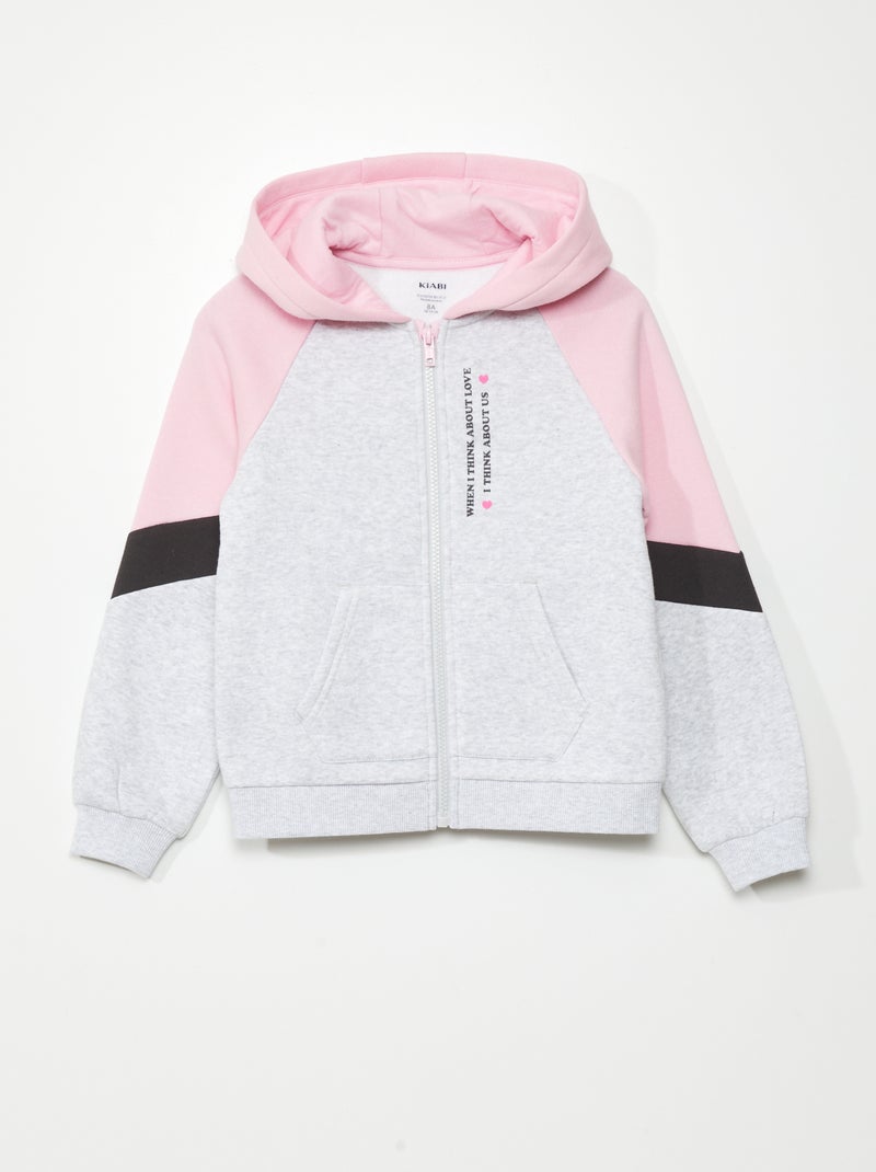 Sudadera con cremallera colorblock GRIS - Kiabi
