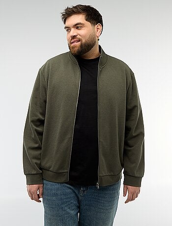 Sudadera con cremallera, cuello alto y diseño liso de algodón