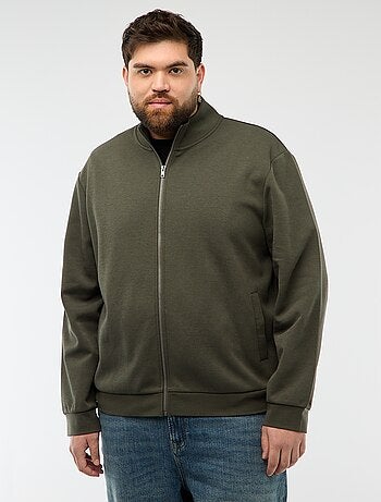 Sudadera con cremallera, cuello alto y diseño liso de algodón