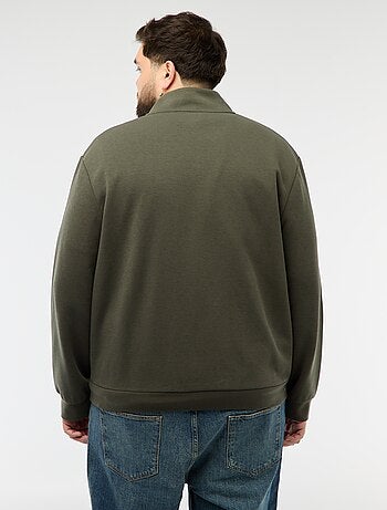 Sudadera con cremallera, cuello alto y diseño liso de algodón