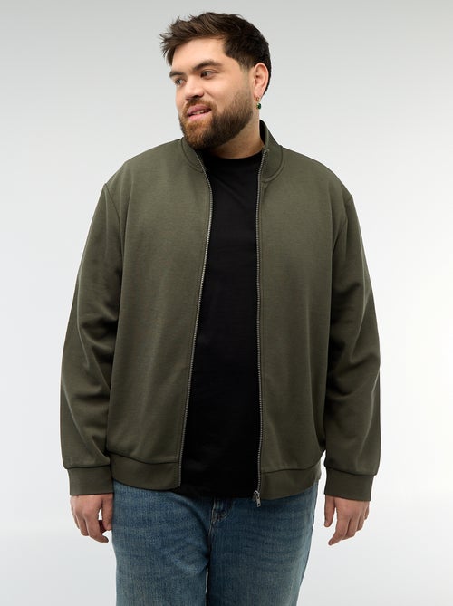 Sudadera con cremallera, cuello alto y diseño liso de algodón - Kiabi