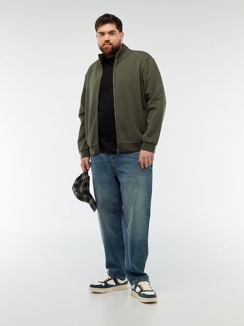 Sudadera con cremallera, cuello alto y diseño liso de algodón - Kiabi