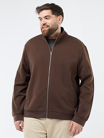 Sudadera con cremallera, cuello alto y diseño liso de algodón