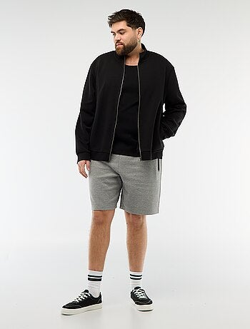 Sudadera con cremallera, cuello alto y diseño liso de algodón