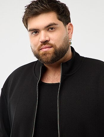 Sudadera con cremallera, cuello alto y diseño liso de algodón