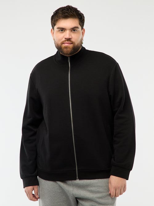 Sudadera con cremallera, cuello alto y diseño liso de algodón - Kiabi