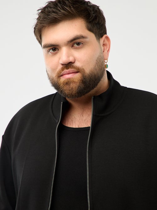 Sudadera con cremallera, cuello alto y diseño liso de algodón - Kiabi