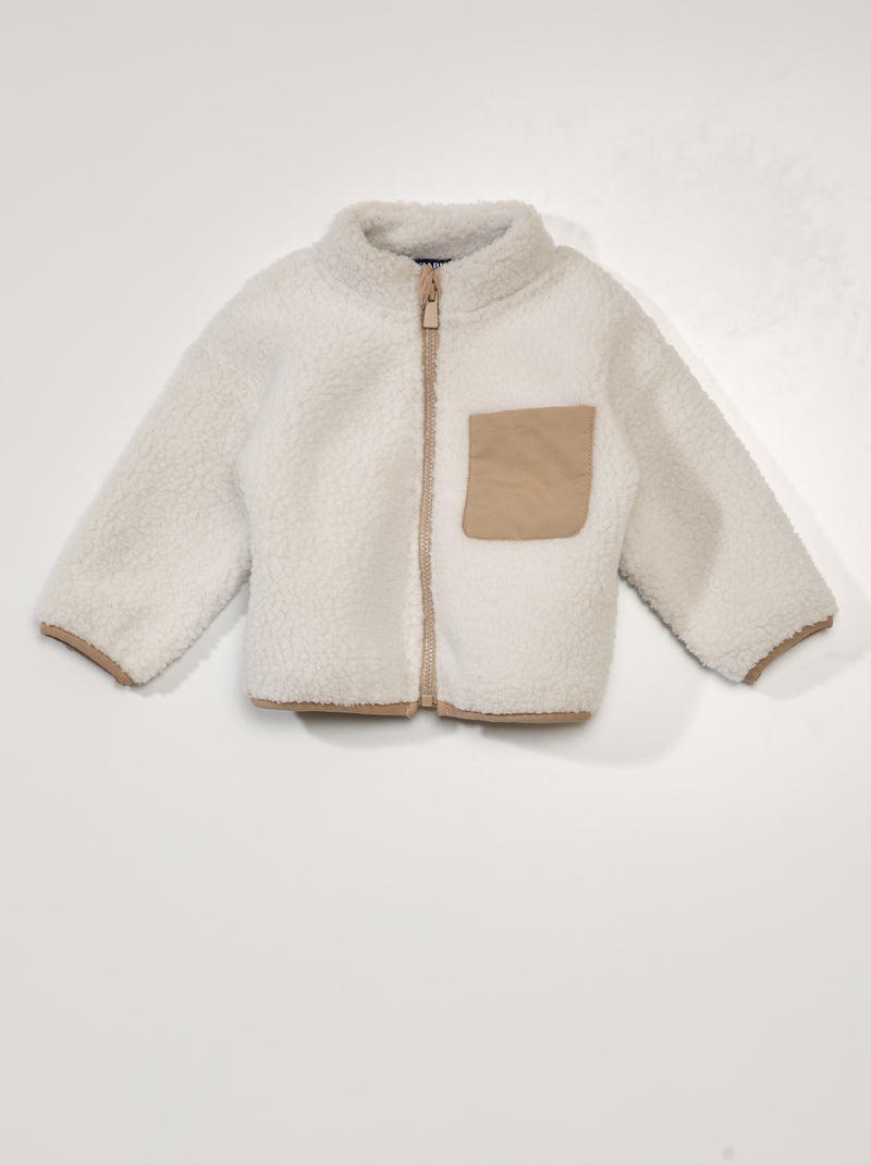 Sudadera con cremallera de borreguito Blanco - Kiabi