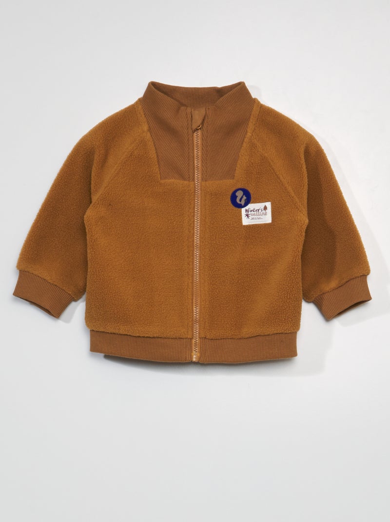Sudadera con cremallera de borreguito MARRON - Kiabi
