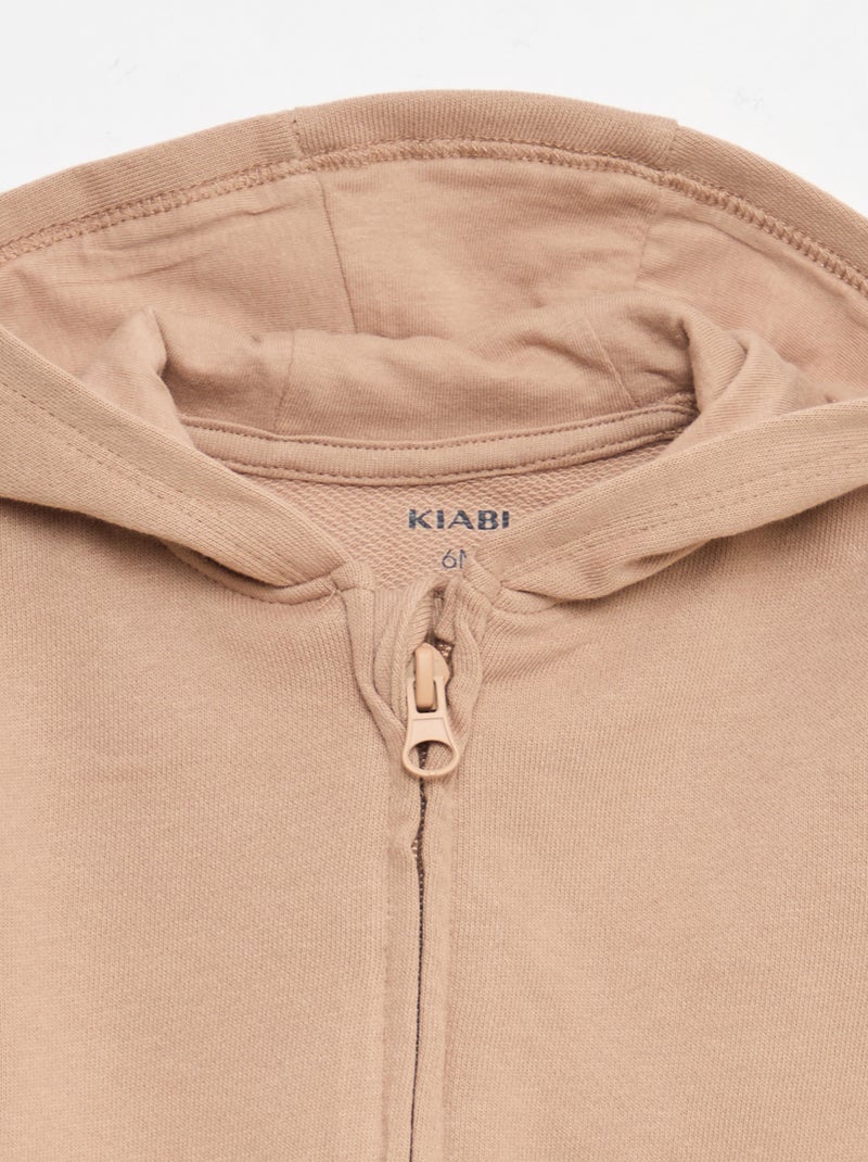 Sudadera con cremallera de felpa Beige - Kiabi