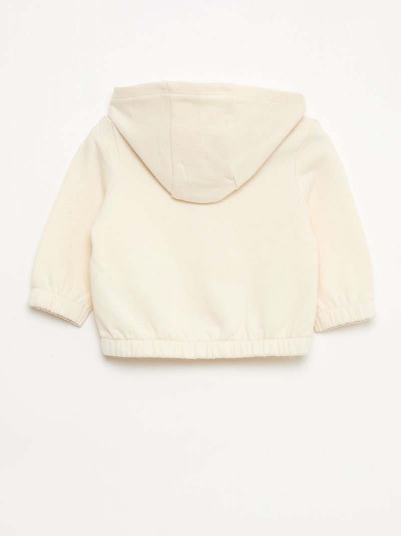 Sudadera con cremallera de felpa Blanco - Kiabi