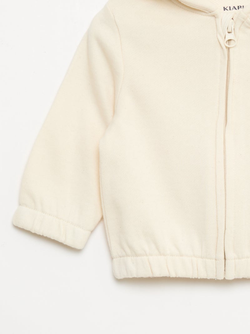 Sudadera con cremallera de felpa Blanco - Kiabi