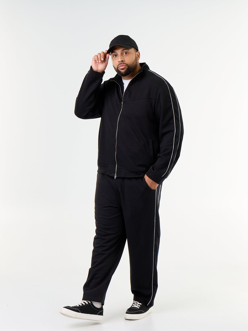 Sudadera con cremallera de felpa ligera Negro - Kiabi