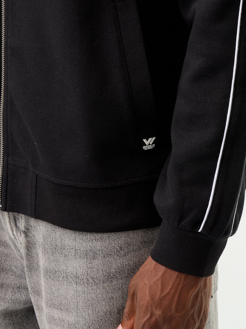 Sudadera con cremallera de felpa Negro - Kiabi