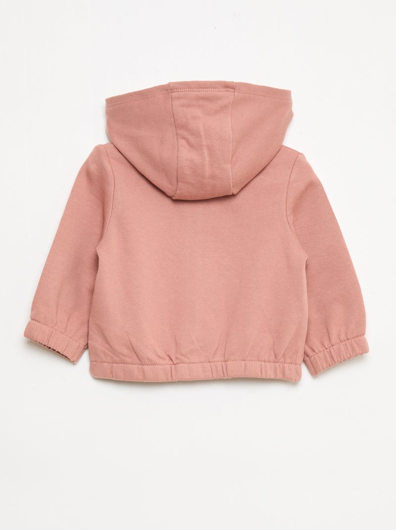 Sudadera con cremallera de felpa Rosa - Kiabi