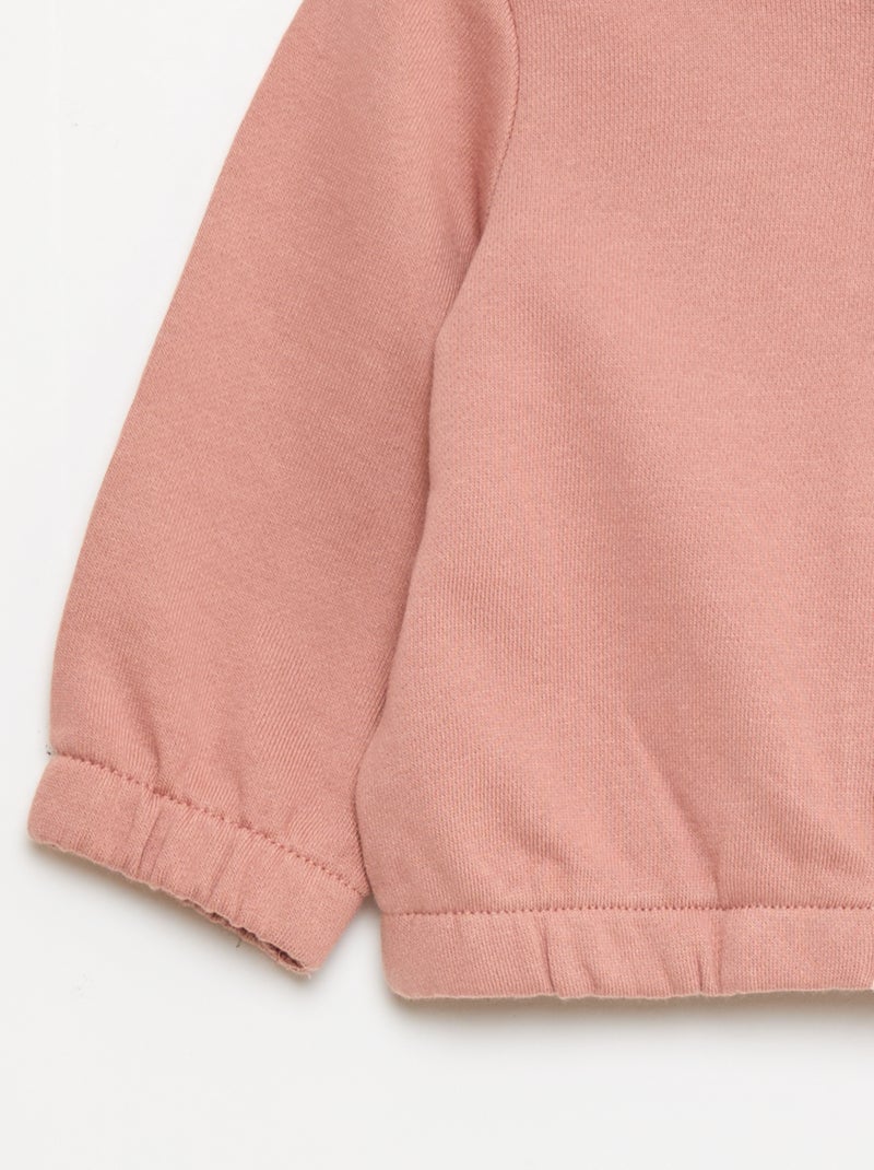 Sudadera con cremallera de felpa Rosa - Kiabi