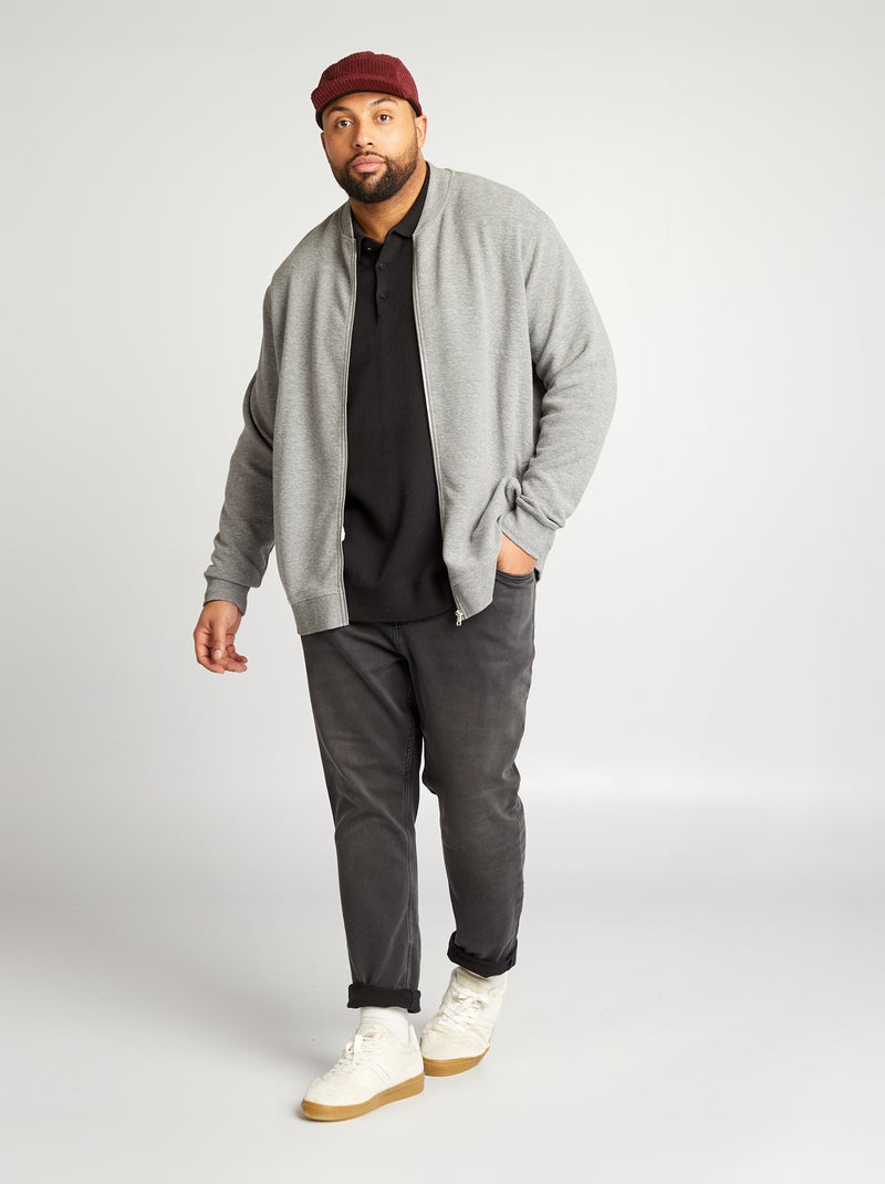 Sudadera con cremallera de punto con rayas GRIS - Kiabi
