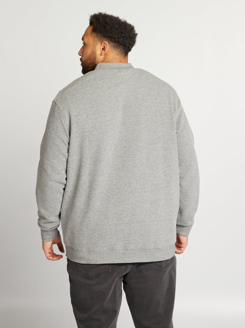Sudadera con cremallera de punto con rayas GRIS - Kiabi