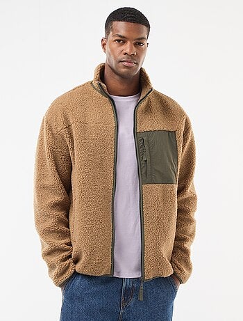 Sudadera con cremallera efecto borreguito