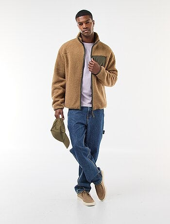 Sudadera con cremallera efecto borreguito