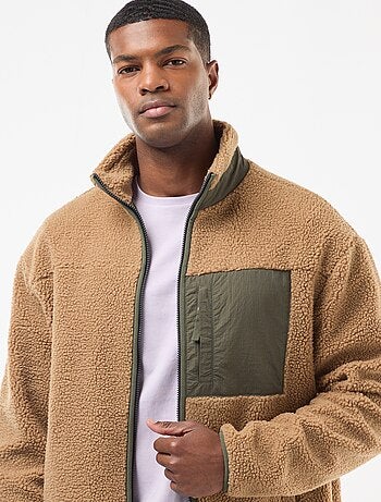 Sudadera con cremallera efecto borreguito