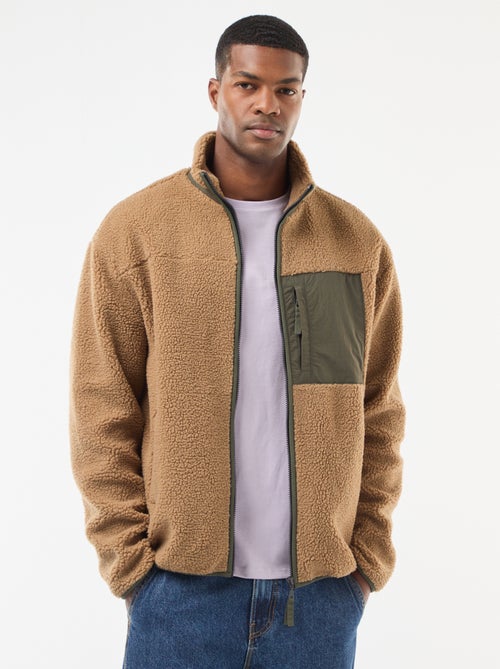 Sudadera con cremallera efecto borreguito - Kiabi Sudadera con cremallera efecto borreguito - Kiabi