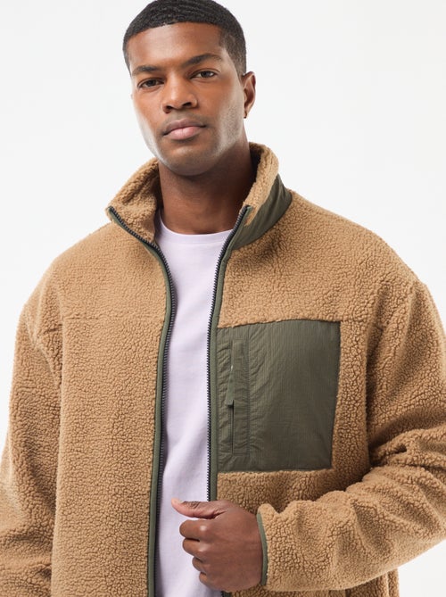 Sudadera con cremallera efecto borreguito - Kiabi Sudadera con cremallera efecto borreguito - Kiabi