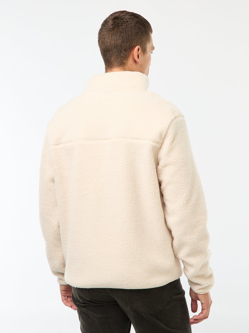 Sudadera con cremallera efecto borreguito Beige - Kiabi