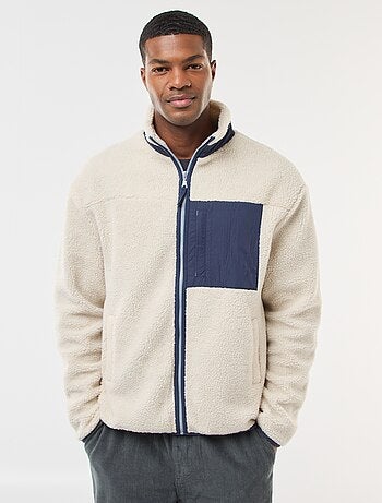 Sudadera con cremallera efecto borreguito