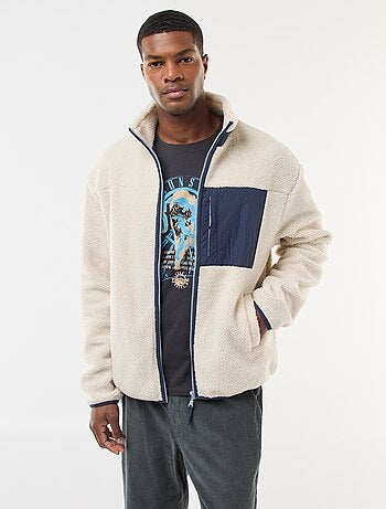 Sudadera con cremallera efecto borreguito