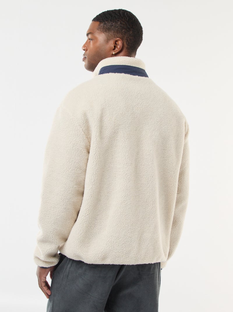Sudadera con cremallera efecto borreguito Blanco - Kiabi
