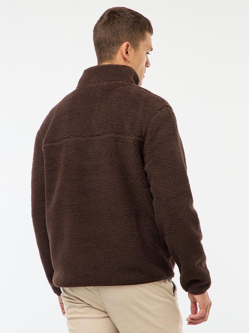 Sudadera con cremallera efecto borreguito Marron - Kiabi