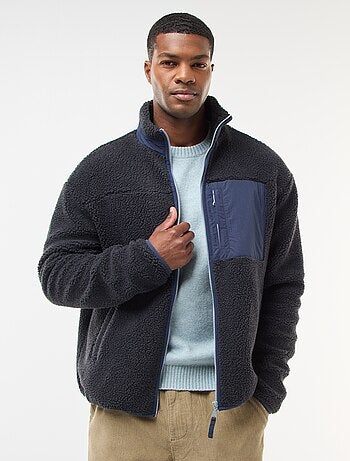 Sudadera con cremallera efecto borreguito