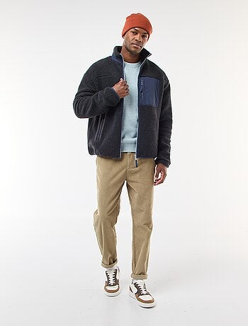 Sudadera con cremallera efecto borreguito