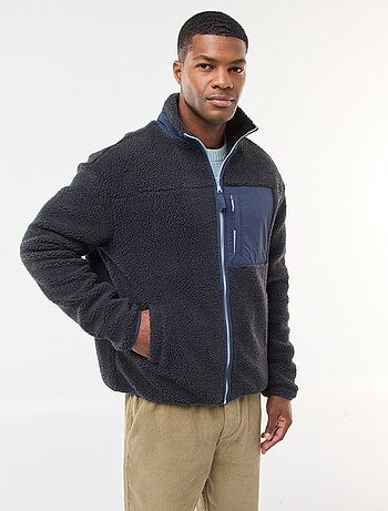 Sudadera con cremallera efecto borreguito