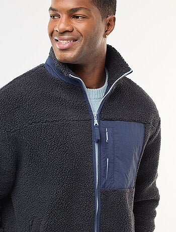 Sudadera con cremallera efecto borreguito