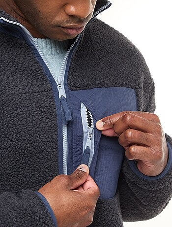 Sudadera con cremallera efecto borreguito