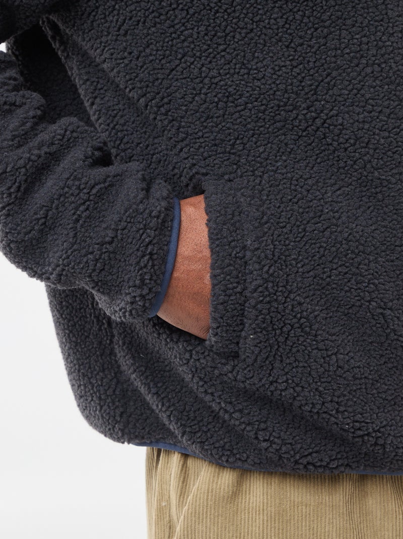 Sudadera con cremallera efecto borreguito Negro - Kiabi