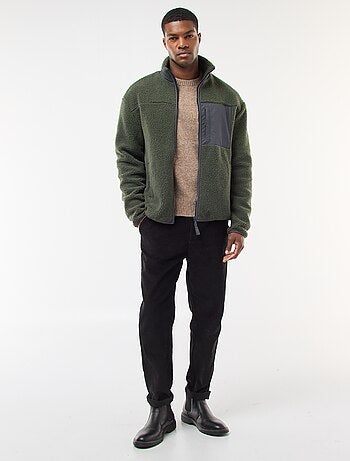 Sudadera con cremallera efecto borreguito