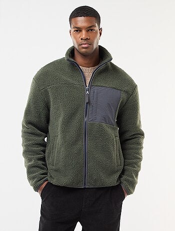 Sudadera con cremallera efecto borreguito