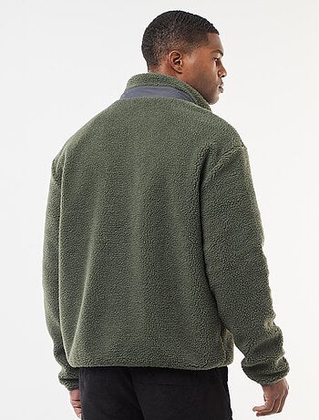 Sudadera con cremallera efecto borreguito