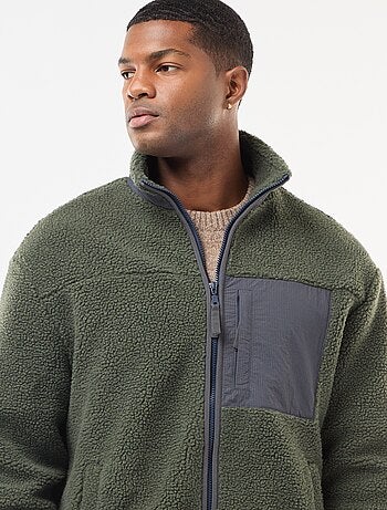 Sudadera con cremallera efecto borreguito