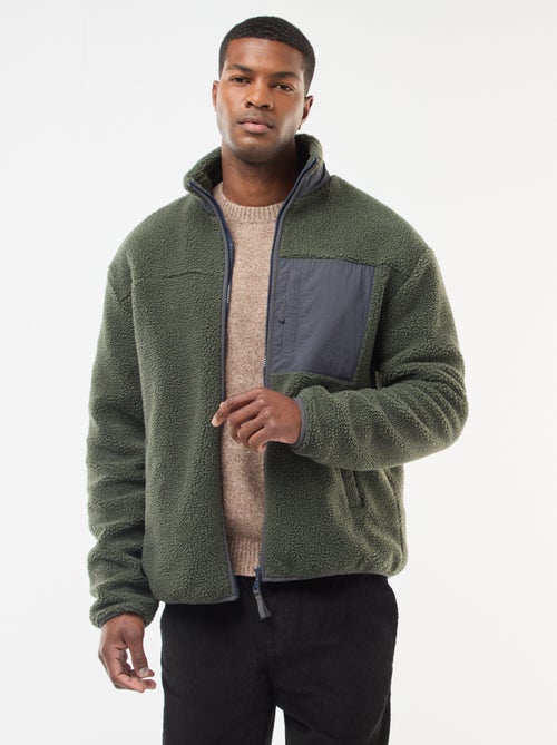 Sudadera con cremallera efecto borreguito - Kiabi